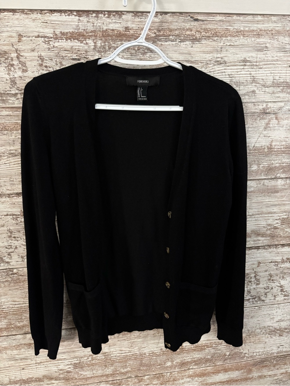 Forever 21 Black Lightweight Button Cardigan